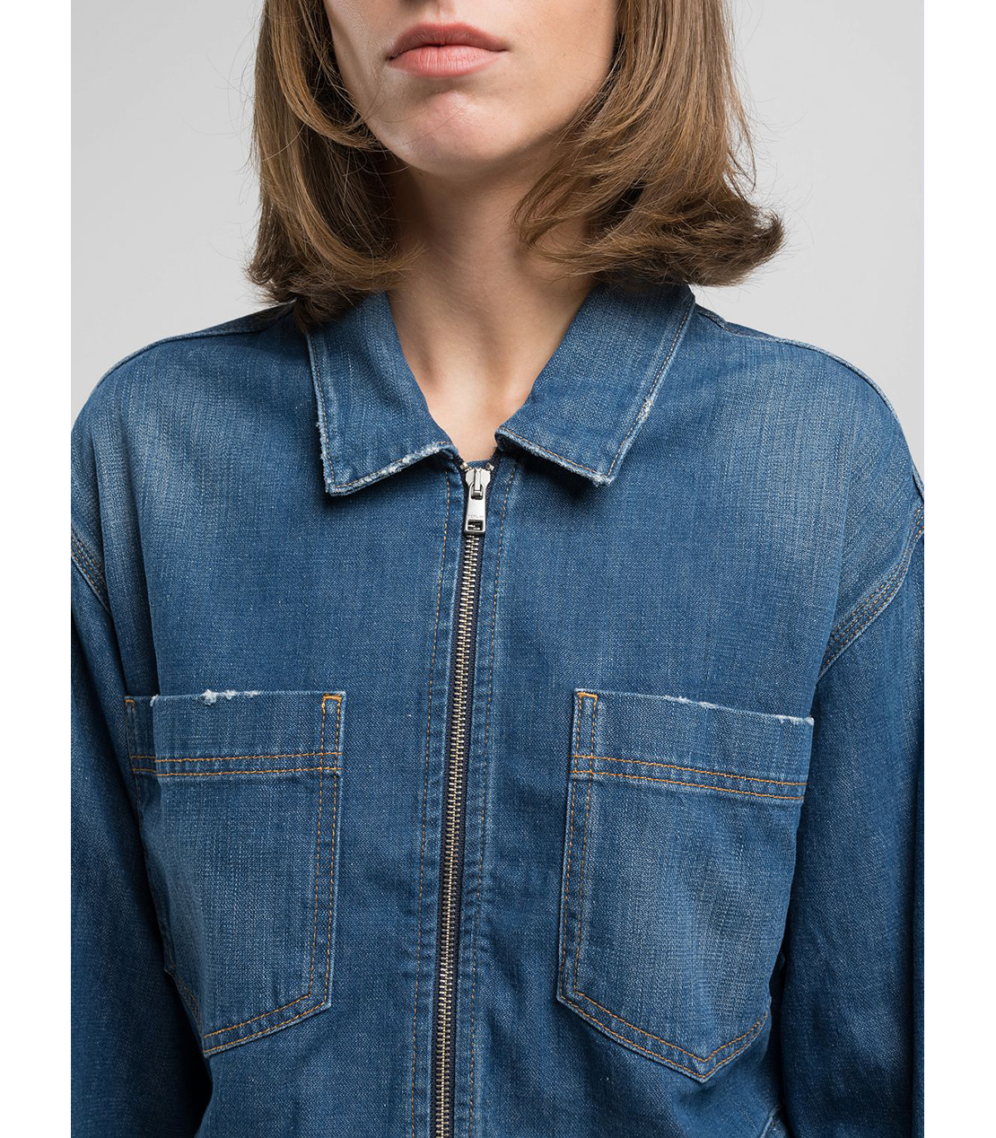 リサイクルクロップドデニムジャケット 詳細画像 ブルー 5